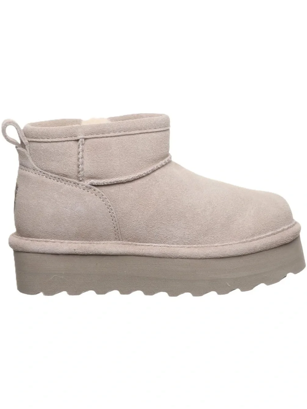 BEARPAW Suede Platform Ankle Shoes in Light Taupe - women